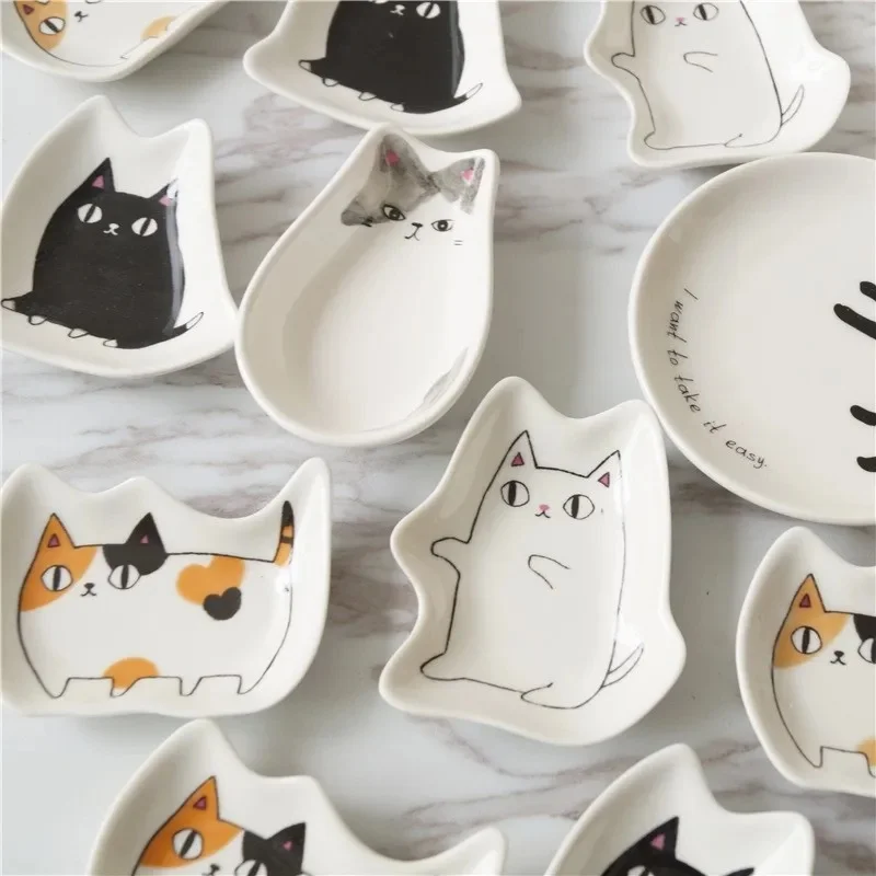 Image of 1PC Japanese Grocery Animal Incense Tray Thread Rack Incense Tray Cat Ceramic Oil Dish Plate Decoration Creative Home