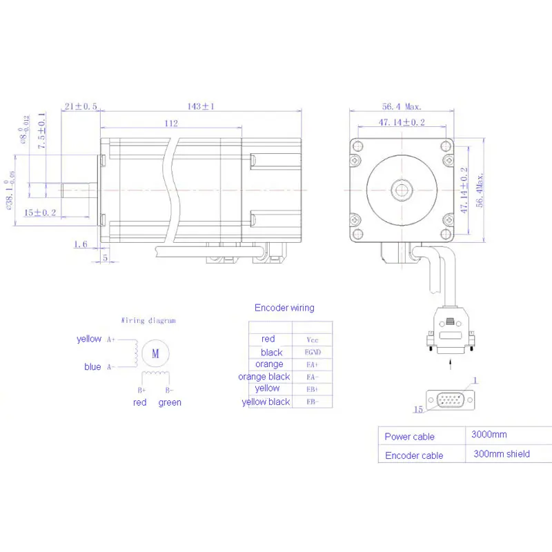 Imagem -04 - Circuito Fechado Kit de Passo Hbs57 Driver Mais 57hbs36 Motor 1.5 5m Mais Encoder Cabos para Campos Cnc Nema23 3.6nm