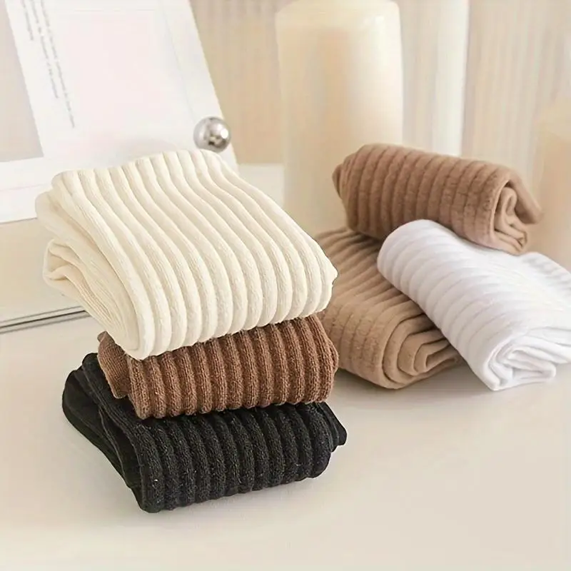 Zestaw 6 par skarpet - podkolanówki z wywiniętym brzegiem, prążkowane, wielokolorowe, miękkie, elastyczne, do codziennego noszenia dla kobiet i mężczyzn