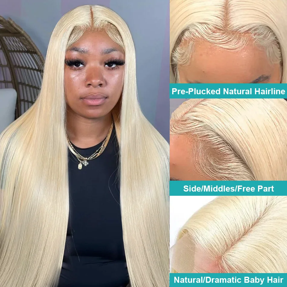 13x4 13x6 HD Lace Front Human Hair Wigs 613 Honey Blonde Bone Straight 100% Brazilian 30 40 Inch Lace Frontal Wig For Women