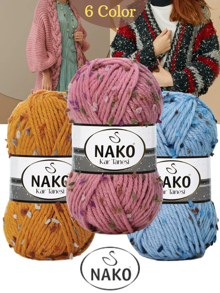 Wool Knitted Yarn - 6 Color Options - 100 Meters(100gr) - Knitting Yarn Ball - Nako Snowflake - Cotton - Polyamide - Polyester - Sweaters - Cardigans - Shawl - Berets - Scarf - Beanie -DIY