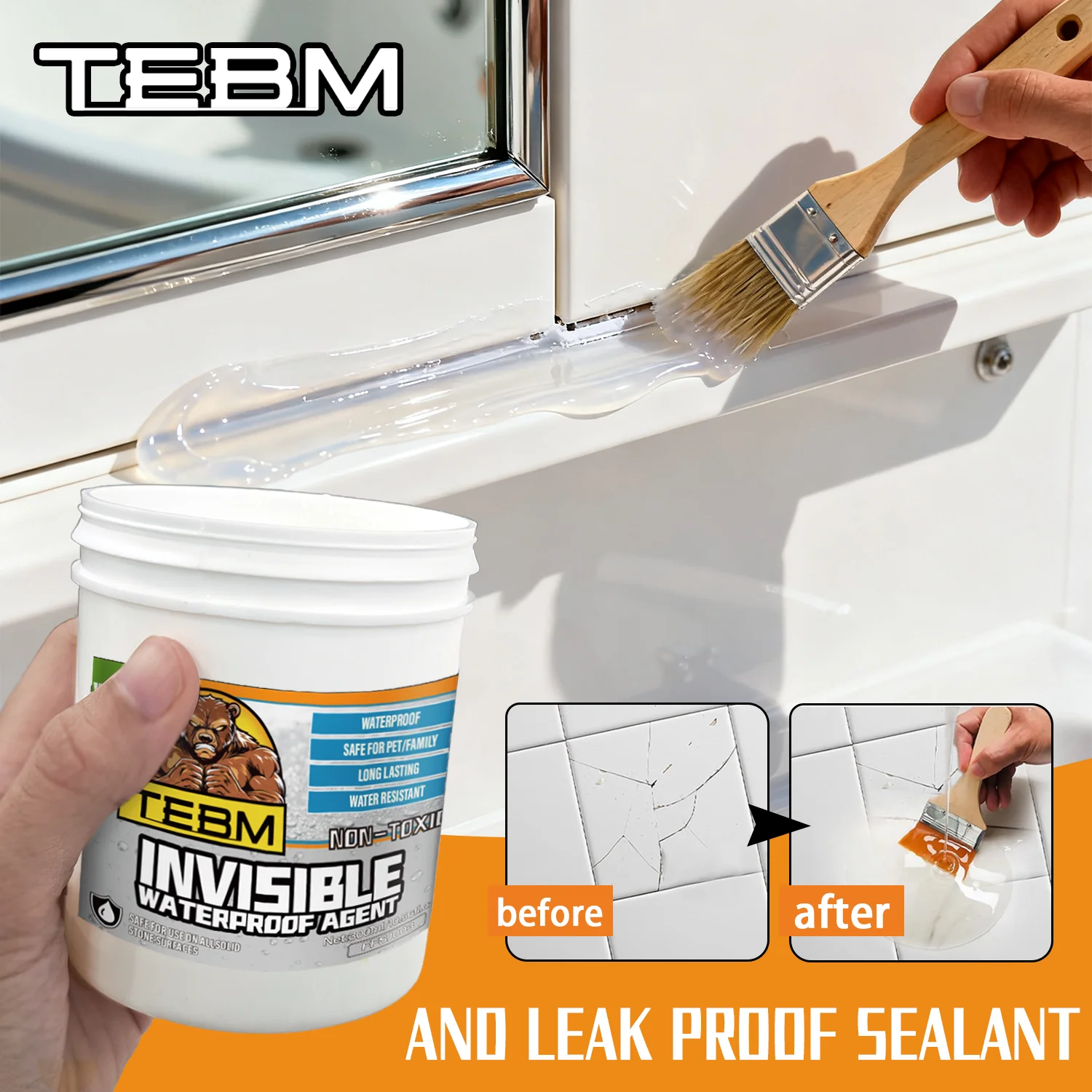 Waterproof Coating Sealant Agent Transparent Invisible Paste Glue With Brush Restore Adhesive Roof Bathroom 100/300g/500g