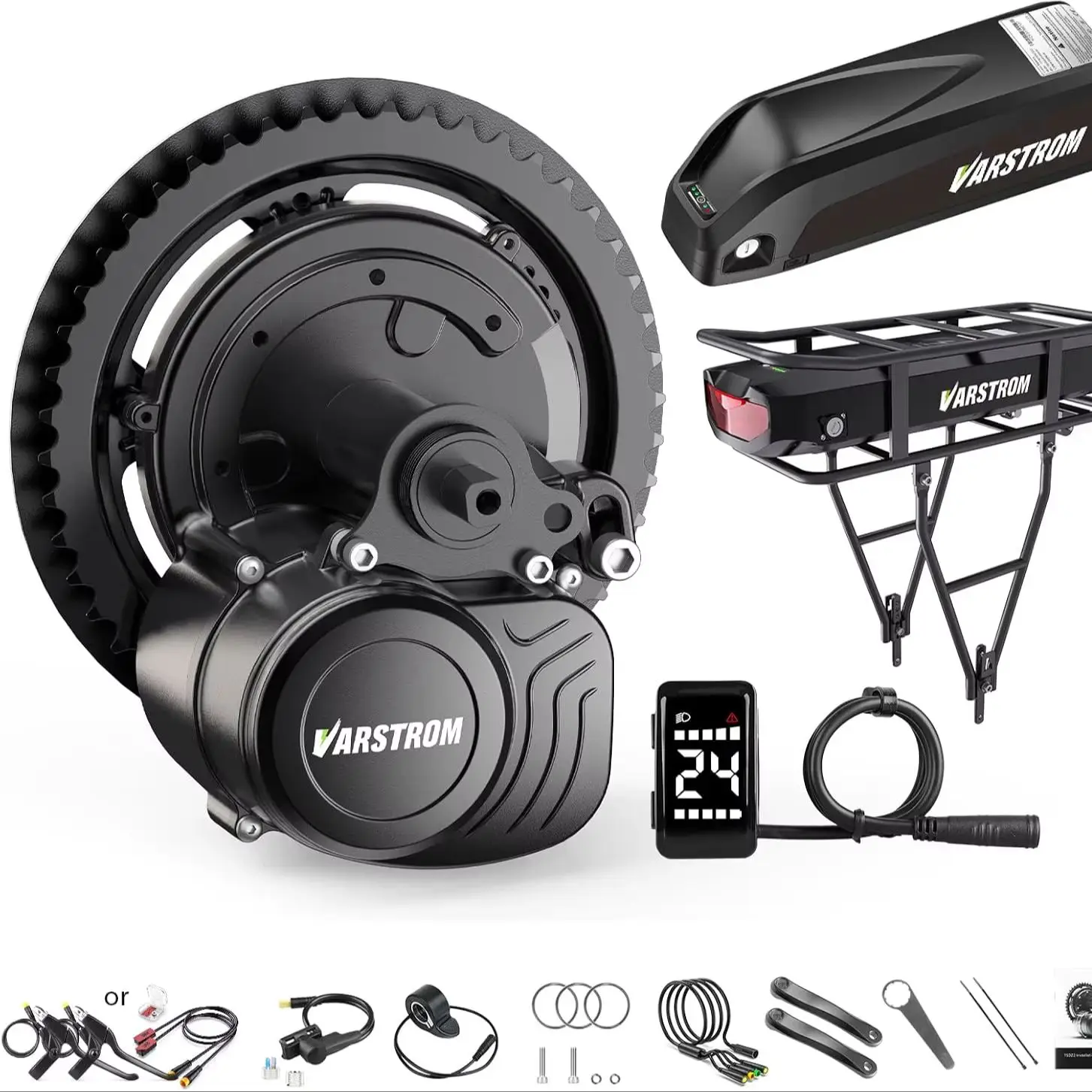 Varstrom× Tongsheng TSDZ2B 48V 500W Mittelmotor-Kit mit LCD-Display EKD01, 0-5-Gang-Schaltung und 42T-Kettenblatt |   Geschwindigkeits- und Drehmomentsensor-E-Bike-Kit, für 68-73 mm Länge, 8,5 mm