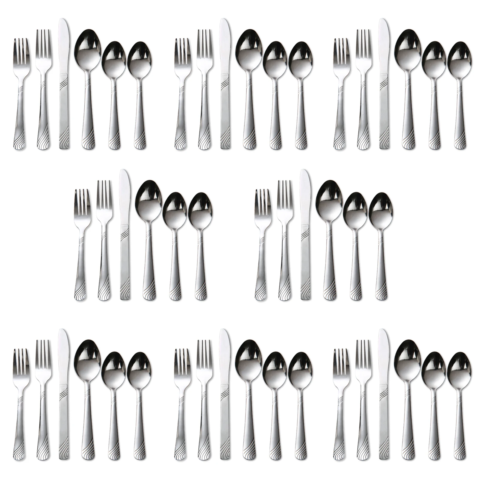 HANSMART 48Pcs Flatware Set Service for 8 Stainless Steel Knife Fork Spoon Tableware Flatware Set Kitchen Dinnerware Gift