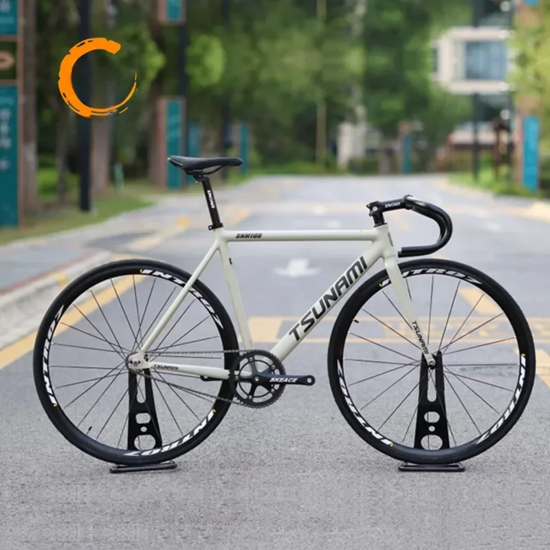 AliExpress TSUNAMI SNM100 Fixie Bike 49/52/55/58CM Single Speed Road Fixed Gear Bicycle 700C Track Commuter Bike With Flat Spokes Wheelset