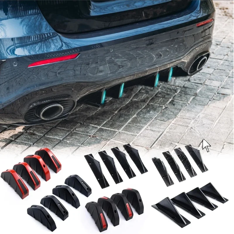 Diffuseur de pare-chocs arrière universel ABS modifié pour voiture, 4 pièces, becquet de lèvre de pare-chocs arrière, accessoires Anti-collision inclus