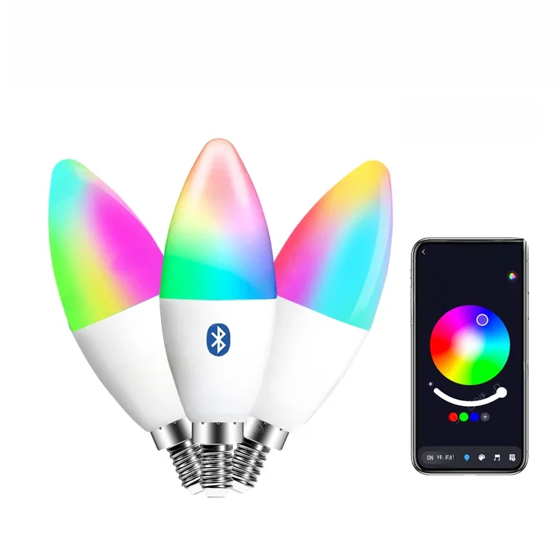 E14 Bluetooth Wifi Tuya Smart Led Chandelie Żarówka RGB Zmiana koloru Lampy Smart Life APP Ściemnialne Alexa Google Home Voice — zdjęcie 2