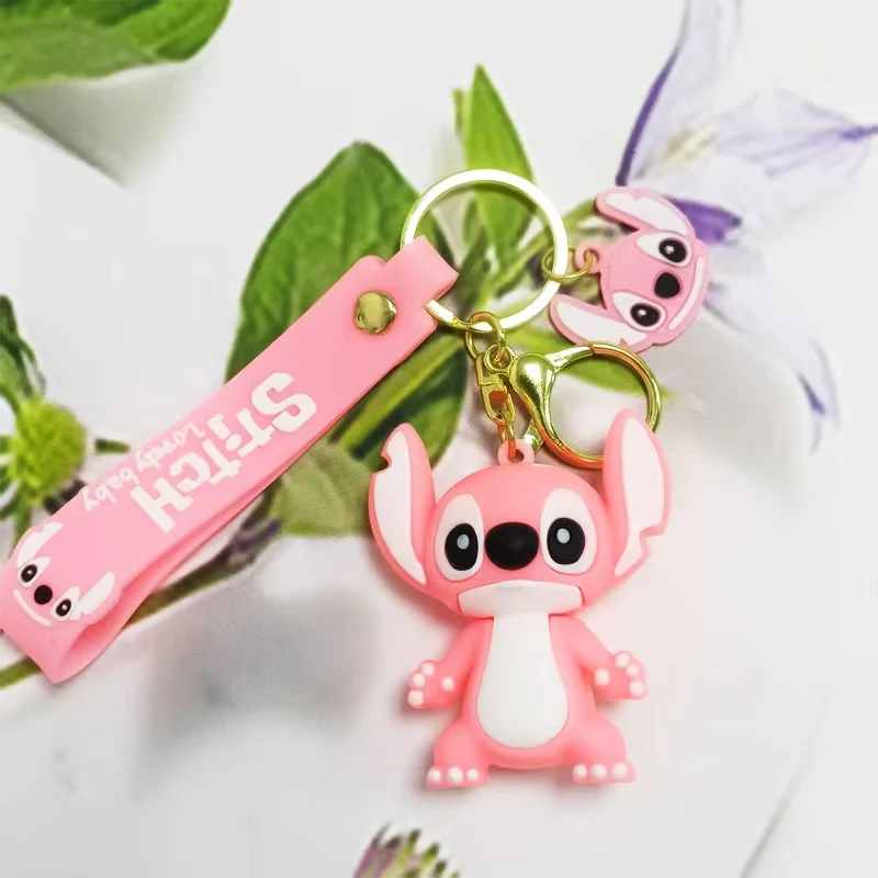 MINISO اللعب المفاتيح أنيمي غرزة قلادة المفاتيح الحلو الوردي الملاك المفاتيح النساء سيارة كيرينغ فتاة هدية عيد ميلاد #5