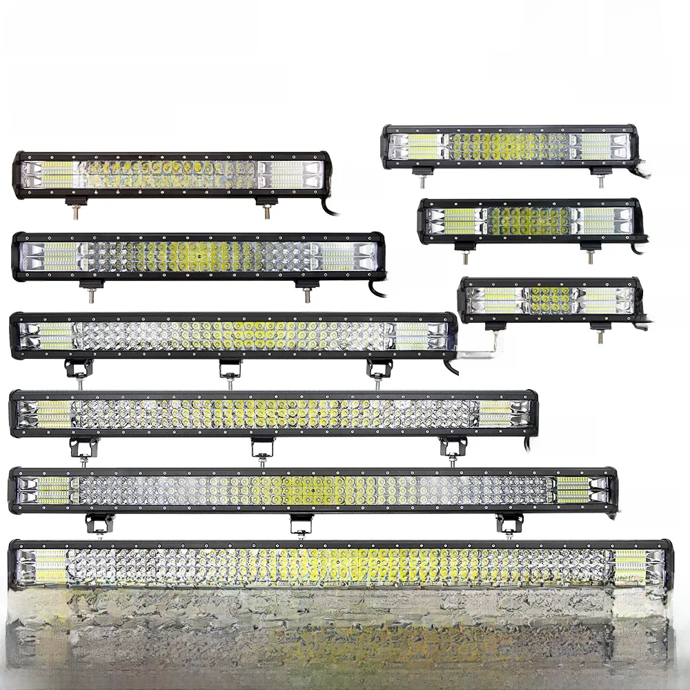 Auxtings 12-45 pouces 180W-612W Tri-Row 7D barre lumineuse LED tout-terrain barre LED Combo barre lumineuse de travail LED pour camion SUV ATV 4x4 4WD 12v 24V