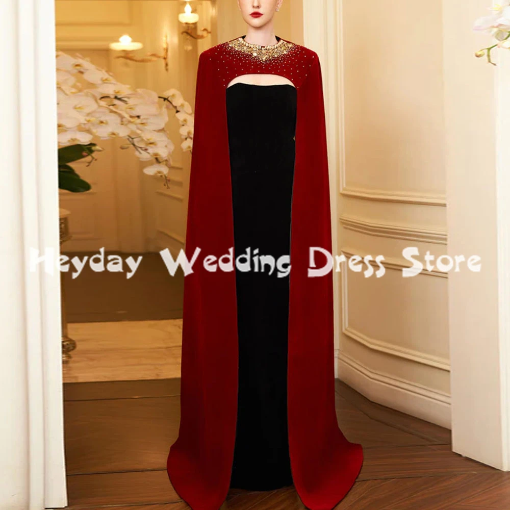 

Heyday женские велюровые прямые роскошные вечерние платья без бретелек без рукавов с жакетом длиной до пола, вечерние элегантные платья 2025