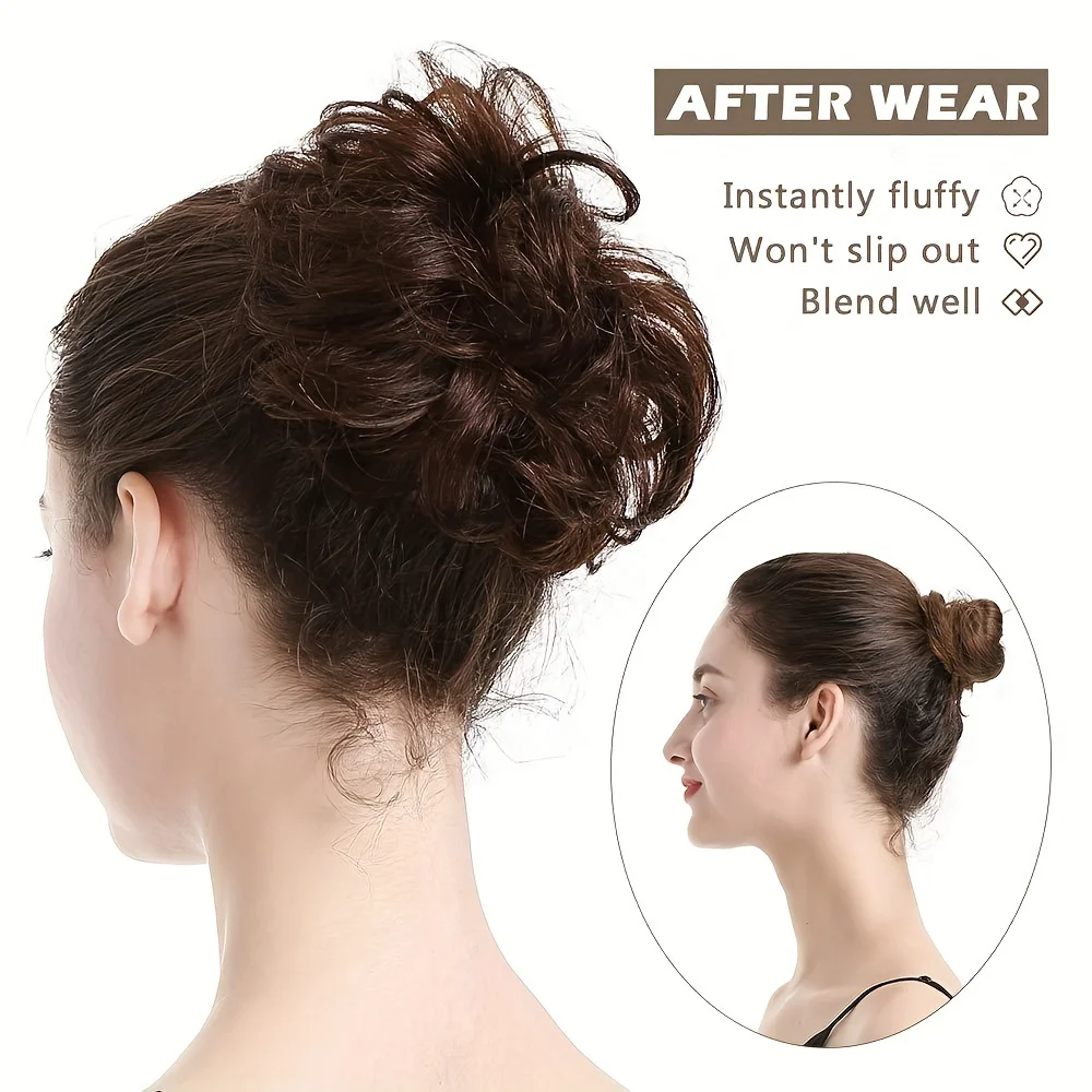 YYong 4-calowe brazylijskie ludzkie włosy roztrzepany kok z włosów Chignon doczepy Scrunchy Updo kawałki włosów miękkie i wygodne w noszeniu