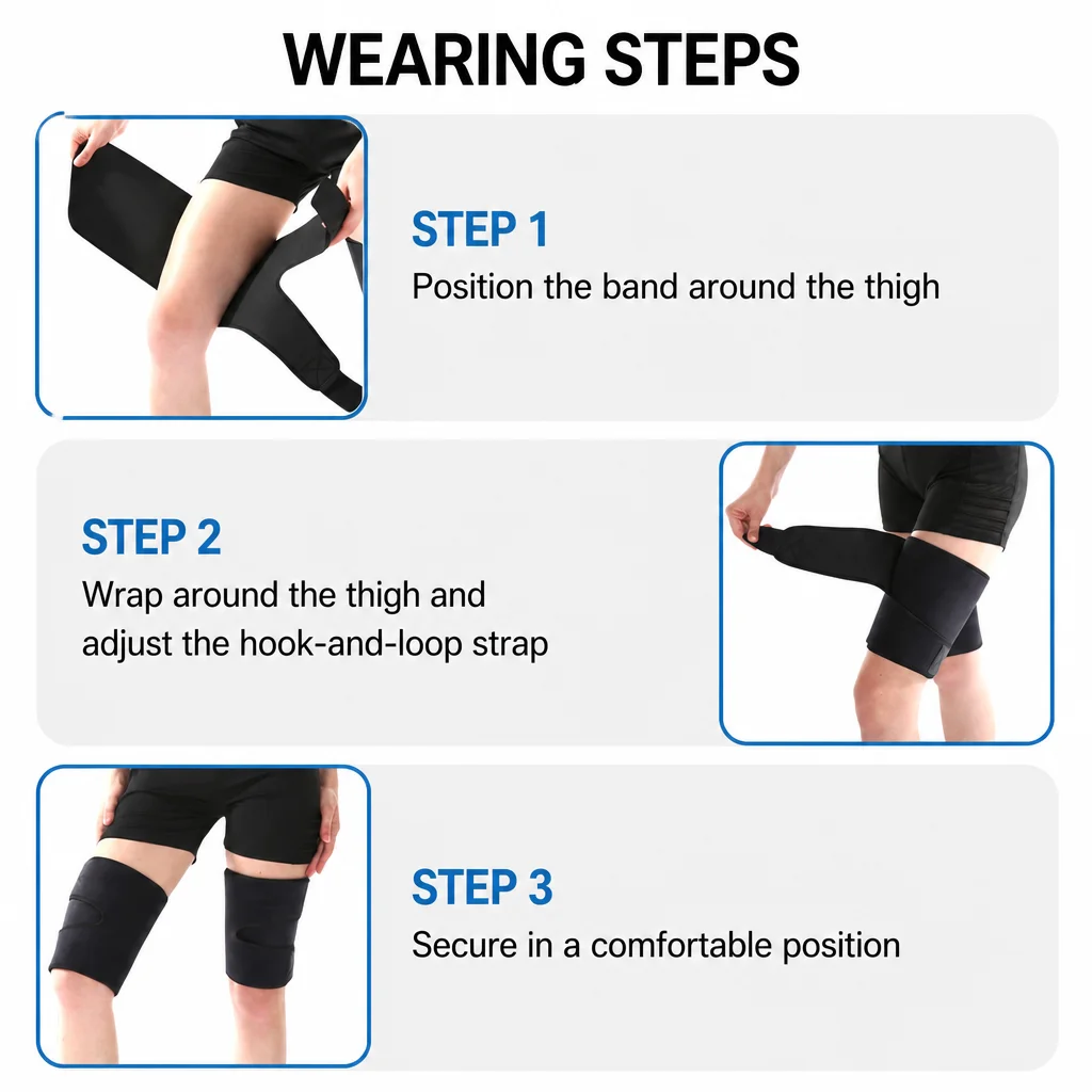 Sport Thigh Brace Hamstring Quad Wrap Adjustable Compression Sleeve Support for Pulled Groin Muscle Sprains Quadricep Gym Sports