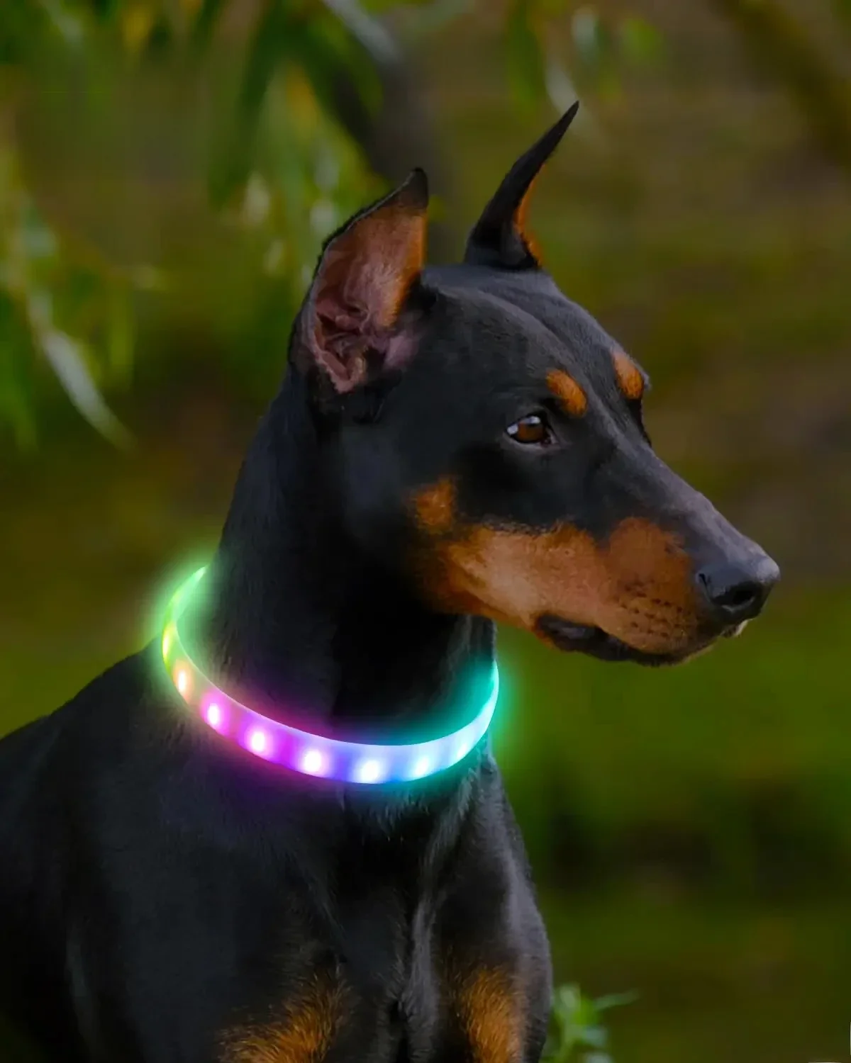 Obroża RGB Discolor Glowing dla psów Duża Średnia Obroża dla psa z akumulatorem USB Świecące światło LED Nocne bezpieczeństwo Akcesoria dla zwierząt domowych — zdjęcie 2