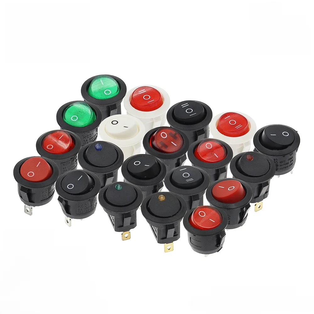 1 SZTUK ON/OFF Okrągły przełącznik kołyskowy Podświetlany diodami LED Deska rozdzielcza samochodu Deska rozdzielcza Łódź Van 12V 24V / 6A 250V / 10A 125V 2/3/4PIN Przełącznik 20MM — zdjęcie 2