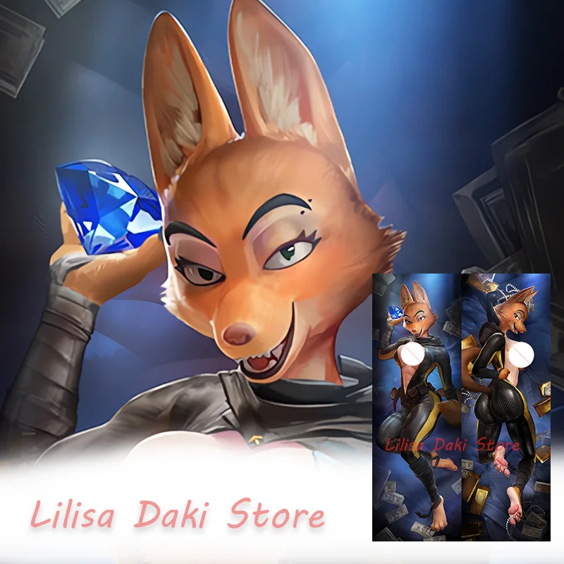 غطاء وسادة للجسم Diane Foxington Dakimakura مطبوع على الوجهين غطاء وسادة أنيمي بالحجم الطبيعي
