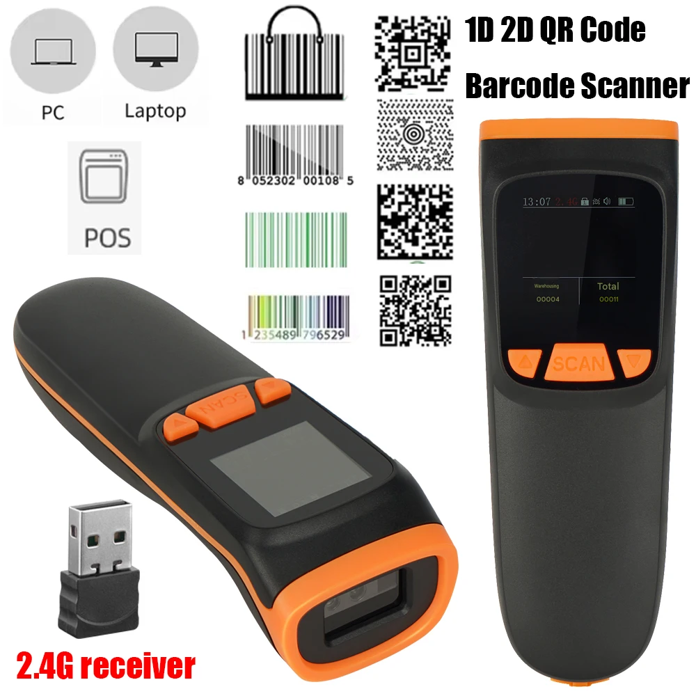 Leshine Portable Barcode Scanner 1D 2D QR Code USB Wireless Bluetooth Barcode Reader for Supermarkets for iOS Android Window
