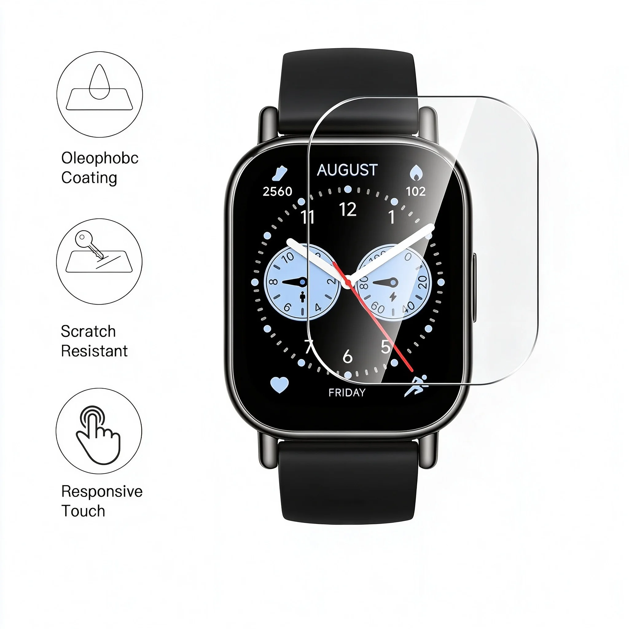 Screen Protector for Xiaomi Redmi Watch 5 Active/Lite/Watch 4 Anti-Scratch, HD Clear, Bubble Free for Redmi Watch 5 Lite