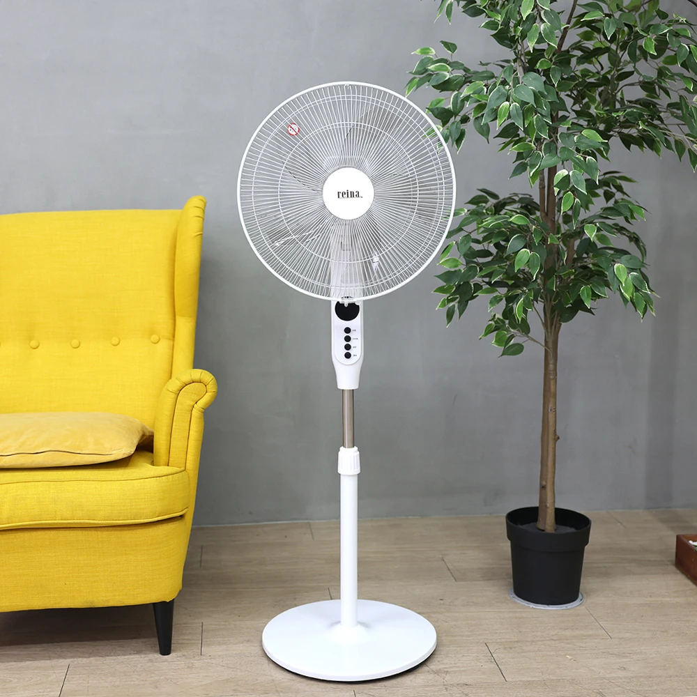 Reyna electric fan remote control stand 5-leaf wing office business for home living room dining cafe 16 inch 40cm tie mmer natural Feng water surface wind strong wind RF-1622R