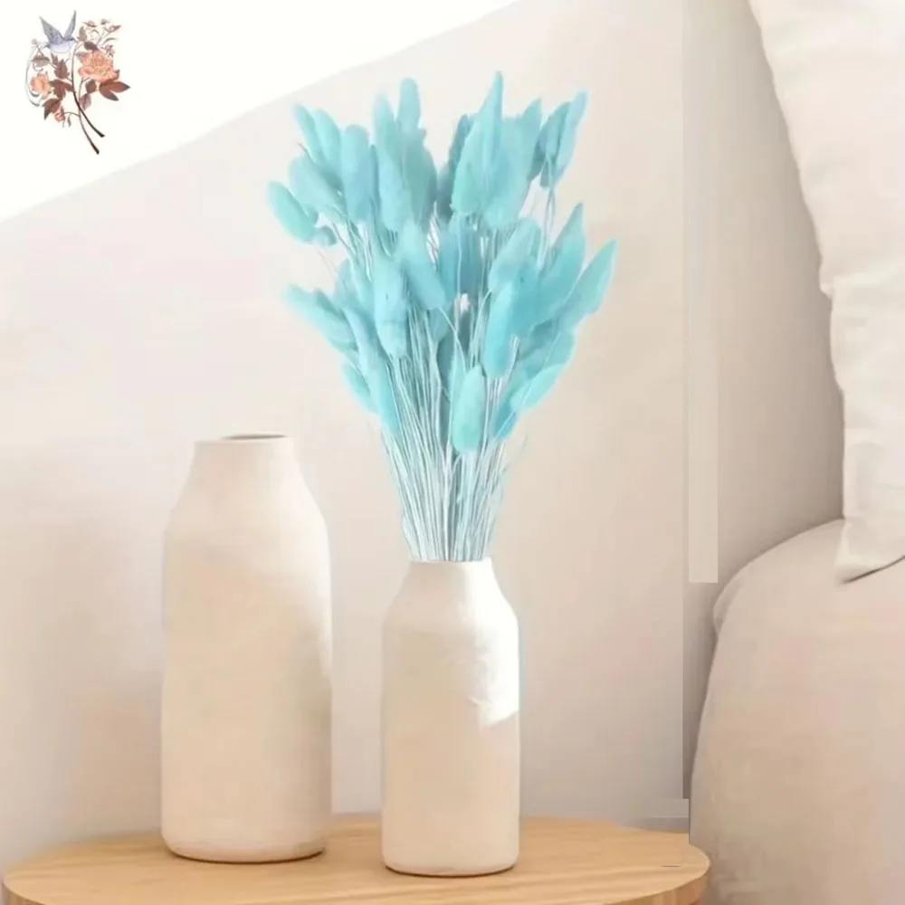 

100Pcs Natural Rabbit Tails Grass Dried Flowers Bouquets Home Floral Arrangement Lagurus Bunch Wedding DIY Christmas Decoration