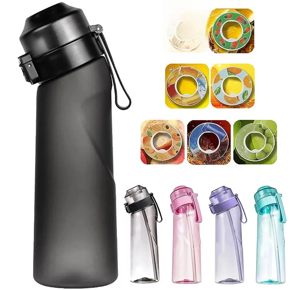 Bouteille d'eau aromatisée pour le sport, 7 gobelets de parfum de fruits, extérieur, camping, fitness, mode, 650ml