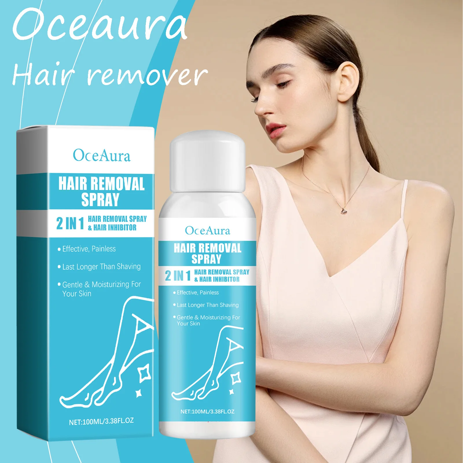 

Oceaura Hair Removal Spray Moisturizing Pore Shrink Soothing Skin Light Texture Enhance Smoothness Fresh Scent Hair Remover