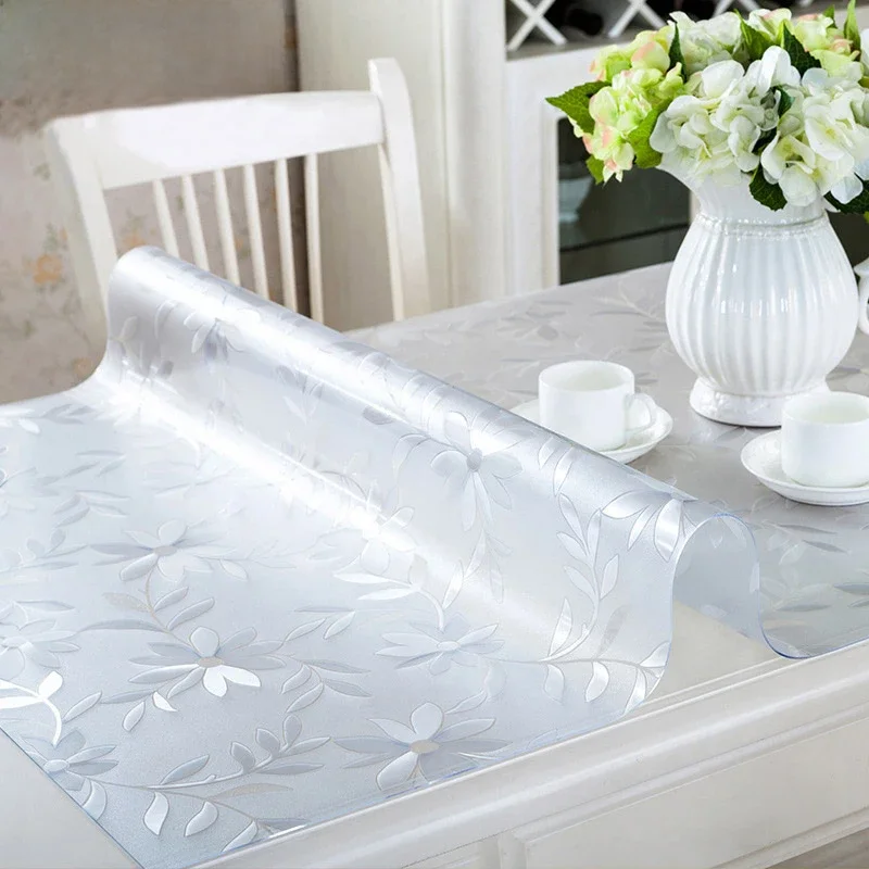 Soft Glass Tablecloth PVC table cloth Clear/Matte Oilproof Waterproof Kitchen Dining table cover for table