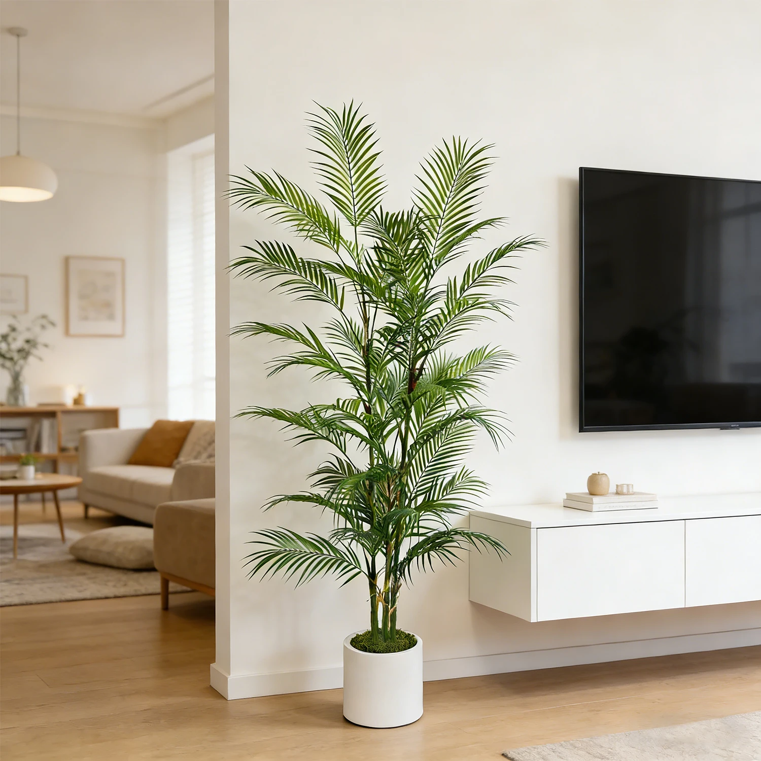 1,2m-1,8m Künstliche Areca-Palme Große Künstliche Tropische Pflanze für Innendekoration Künstlicher Topf-Palmenbaum für Wohnzimmer Büro Hotel – Detail 3