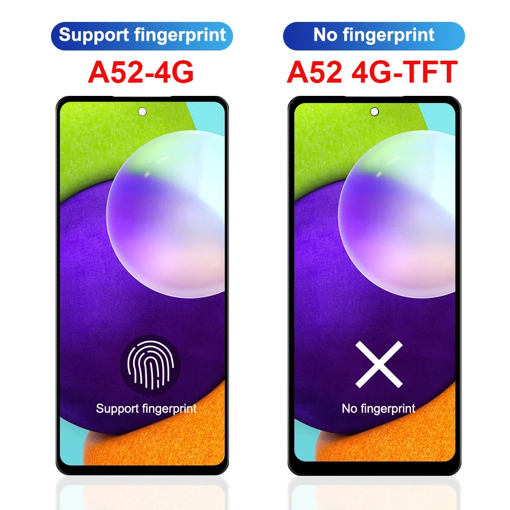 AMOLED TFT A52 Screen for Samsung Galaxy A52 A525F 525F/DS Lcd Display Touch Screen Digitizer for Samsung A52 4G Display +Frame