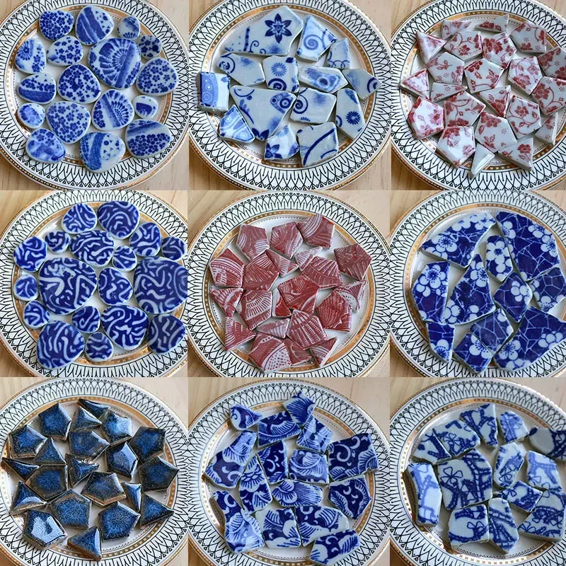 Carreaux de mosaïque ovales en céramique, 100g, pièce de mosaïque multicolore, bricolage, fabrication de pierres pour artisanat, loisirs, décoration murale de maison, arte