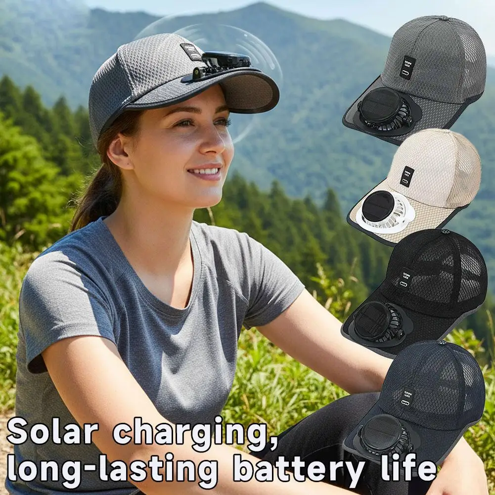 Summer Breathable Mesh Solar Fan Cap USB Rechargeable Baseball Hat Outdoor Multi Speed Adjustable Sunscreen Sun Protection