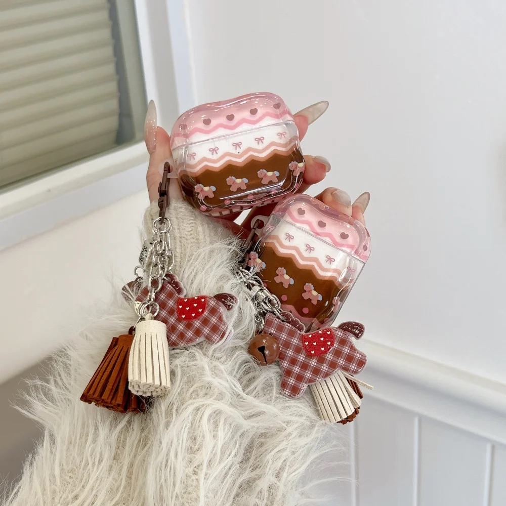 

Fashion cute striped pony headphone protective case for AirPods 2 3 4 Pro 2 3 Korean INS exquisite shockproof protective cover