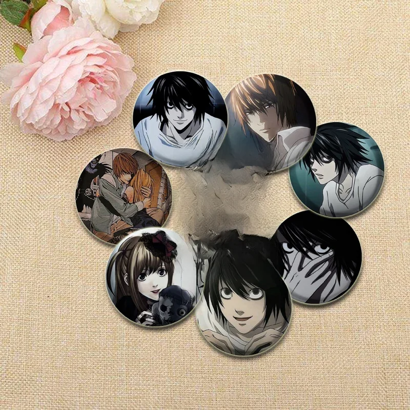 Broches rondes en émail de Note de mort, dessin animé japonais, faites à la main, L Killer Yagami Light, Badge de Cosplay, sacs à dos, bijoux cadeaux