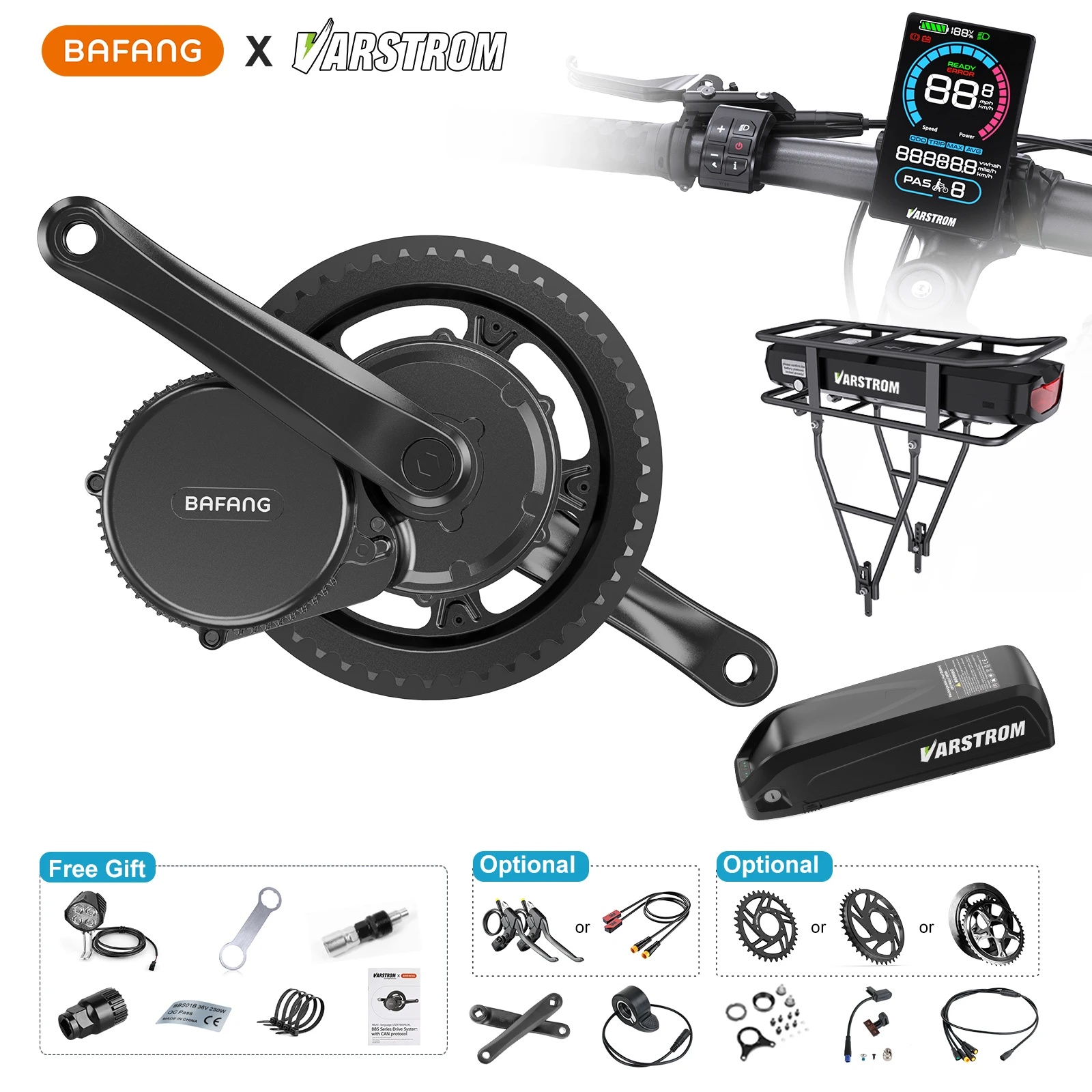 【ANGEBOT】Bafang BBS02B 48V Akku 750W Mittelmotor Mid Drive M315 G340 E-Bike Umbausatz Mit Akku-Pack Für BB 68-73MM 44T 42T 36T Kettenblatt Optional