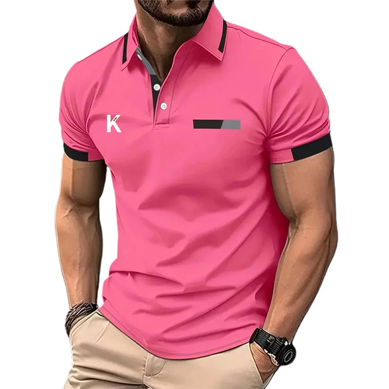Men's Business Polo Golf Polo Work Casual Lapel Short Sleeve Basic Patchwork Button Spring & Summer Regular Fit Business Polo image 4