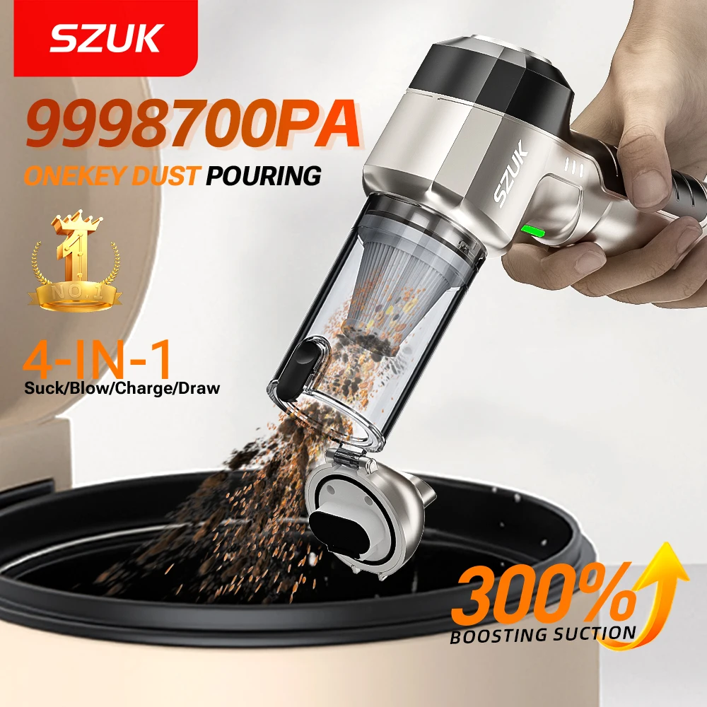 

SZUK Mini Car Vacuum Cleaner 9998700PA Strong Suction Portable Handheld Vacuum Cleaner Wireless Powerful Car vacuum Cleaner