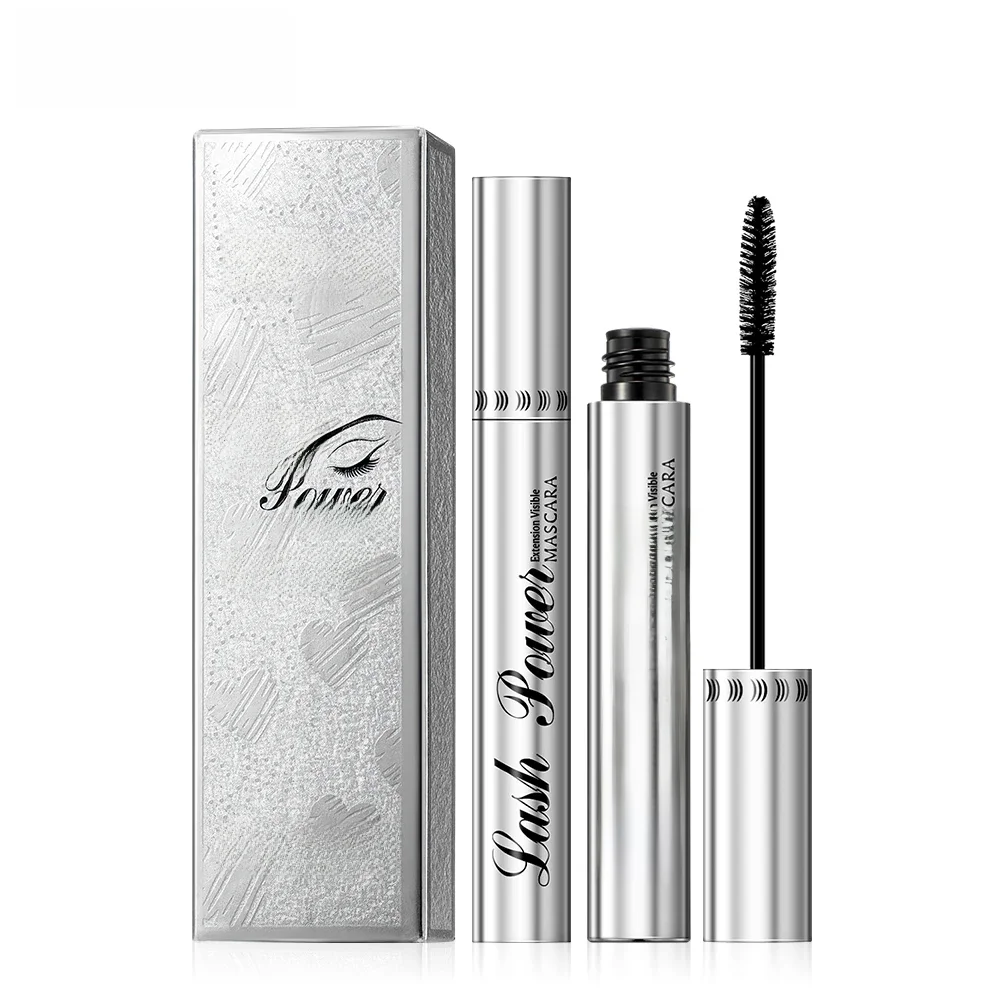 Mascara 4D allonge les cils noirs, Extension de cils, brosse, maquillage de beauté, longue tenue, imperméable, couleur argent