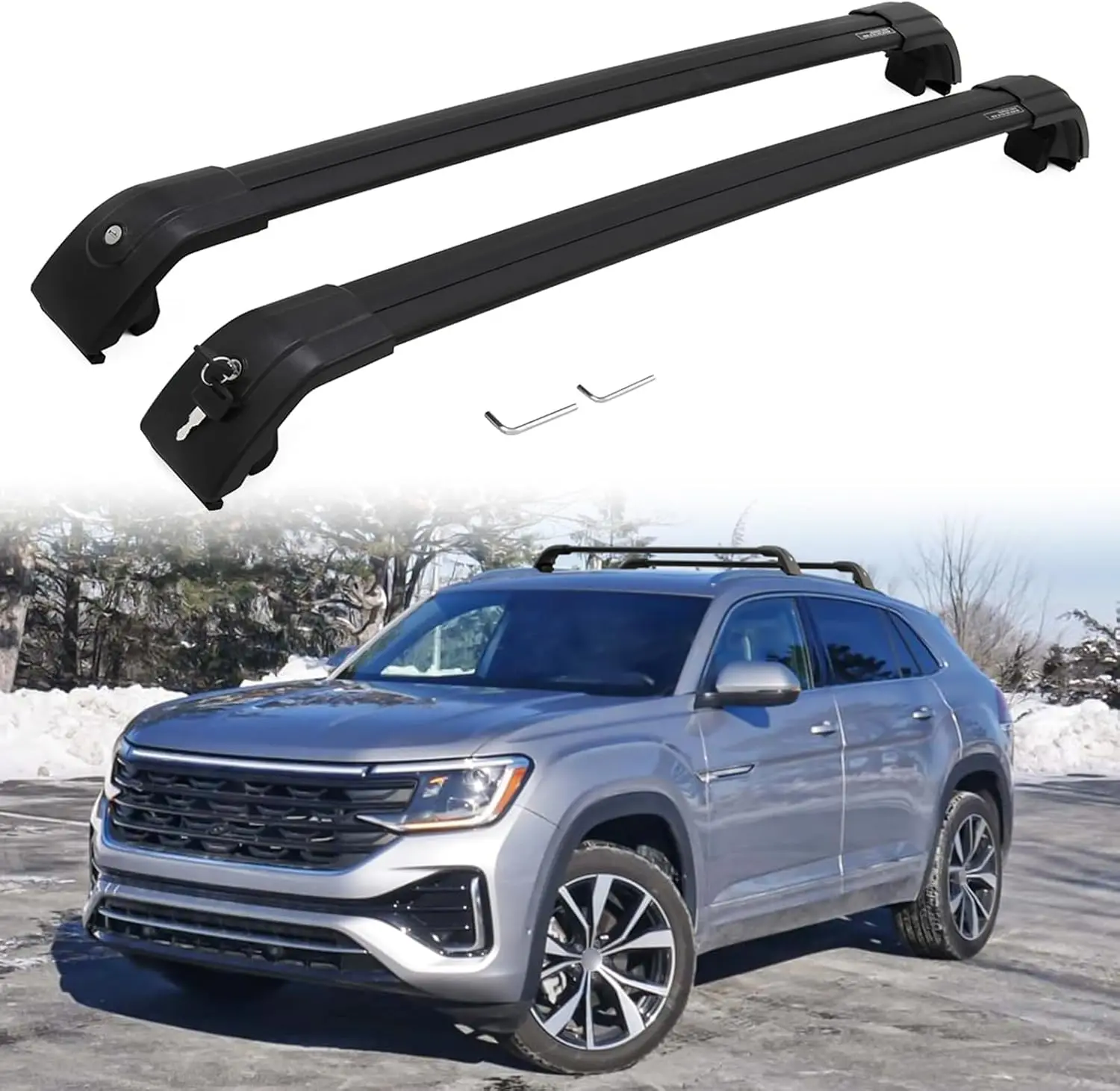 

Lockable Roof Cross Bars Fit VW Volkswagen Atlas Cross Sport 2020-2024 for Flush Side Rails Luggage Cargo Carrier