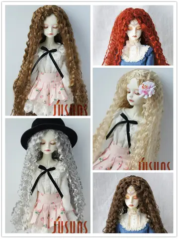 JD220 1/6 1/4 1/3 Fashion BJD Synthetic Mohair Doll Wig Size 6-7inch 7-8 inch 8-9inch 9-10inch Long Wigs Curly Soft Hair