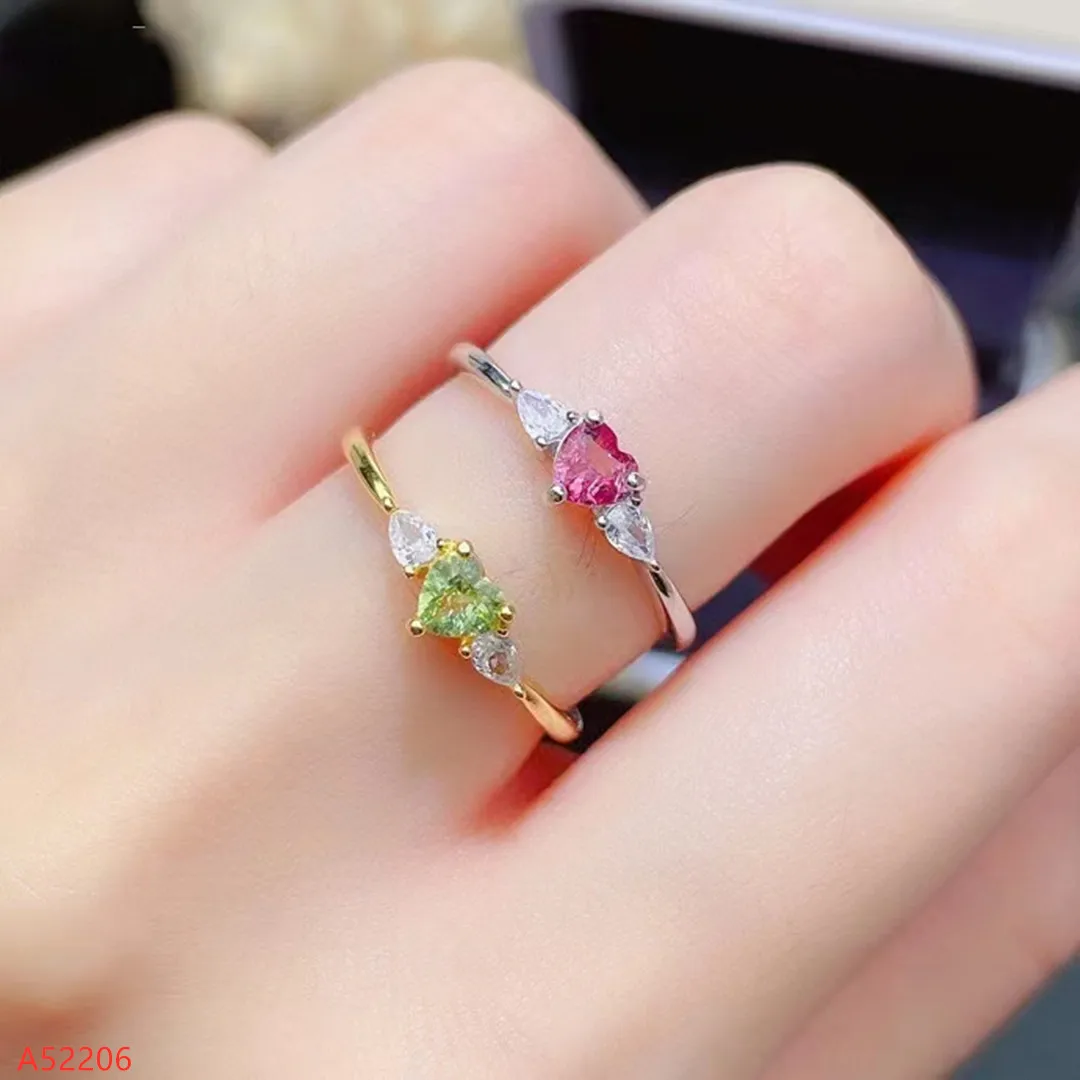 

100% 925 Sterling Silver Natural Tourmaline Gemstone Ladies Ring Mini Party Birthday Gift Marry Girl Got Engaged Valentine's Day