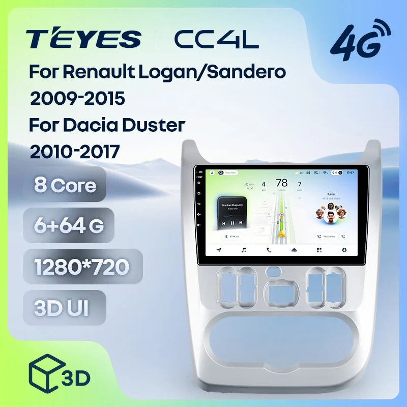 TEYES CC4L For Renault Logan For Dacia Duster For Lada Largus 2009 - 2021 Car Radio Multimedia Navigation stereo No 2din 2 din