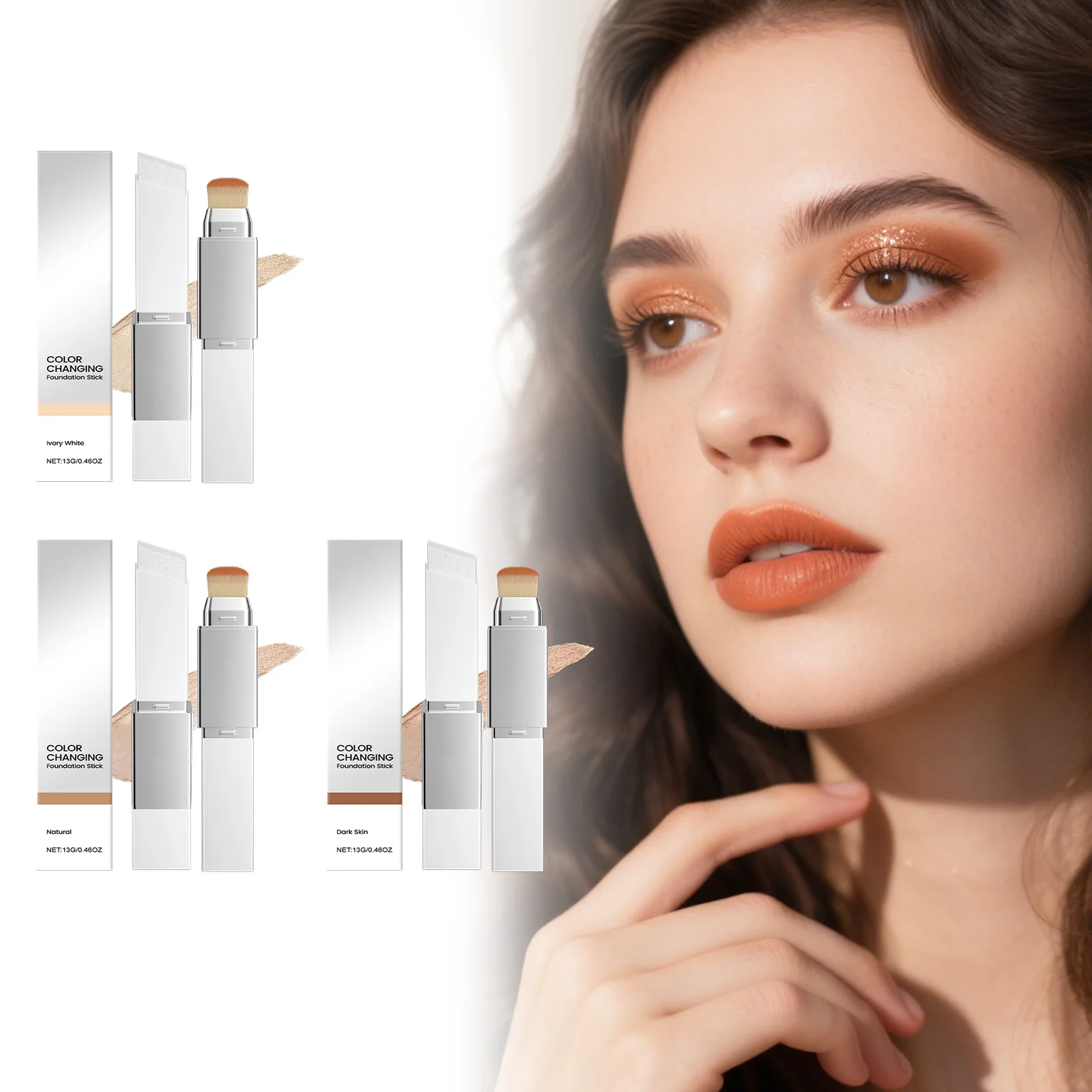 

2-in-1 Foundation Stick Brighten Matte Foundation Base Makeup Multifunctional Lightweight Magic Color Changing Foundation Cream