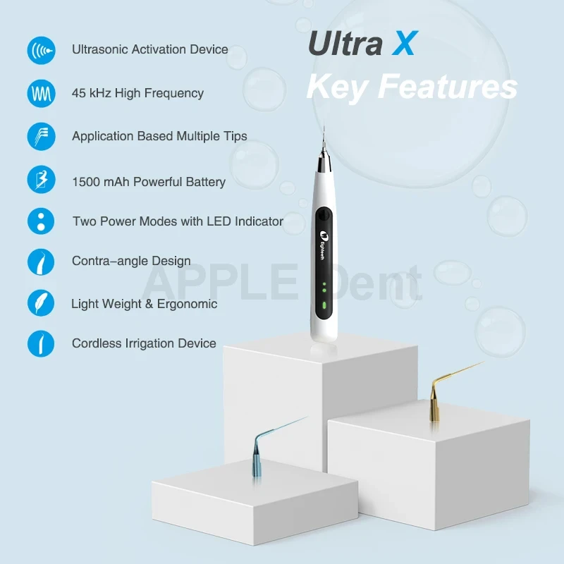 Dental Ultrasonic Activator Ultra X Wireless Endo Ultra Activator Instrument Tooth Washing with 6 Tips Dentistry Tool