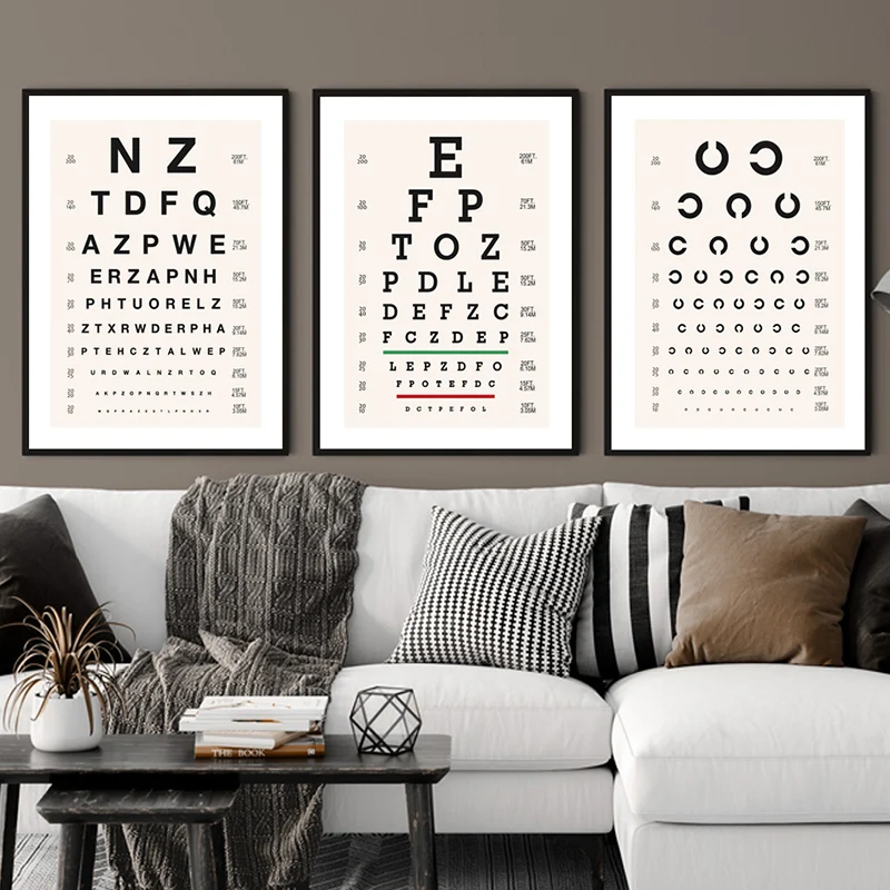 Visual Acuity Eye Exam Chart Posters and Prints Vision Test Tables Canvas Painting Classroom Study Wall Art Picture Decor Cuadro