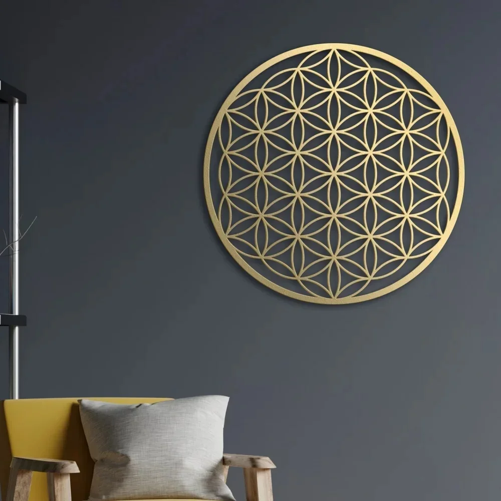 Metalowa grafika ścienna Flower of Life - oszałamiający dekor w kształcie lotosu do sypialni i salonu, idealna dekoracja nad kanapą — zdjęcie 2