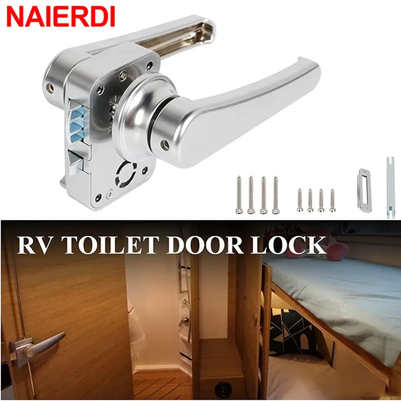 NAIERDI Camper Auto Bad Türschloss Griff RV Auto Caravan Boot Riegel Innen Tür Schlösser Wc Griffe Keyless Tür Hardware