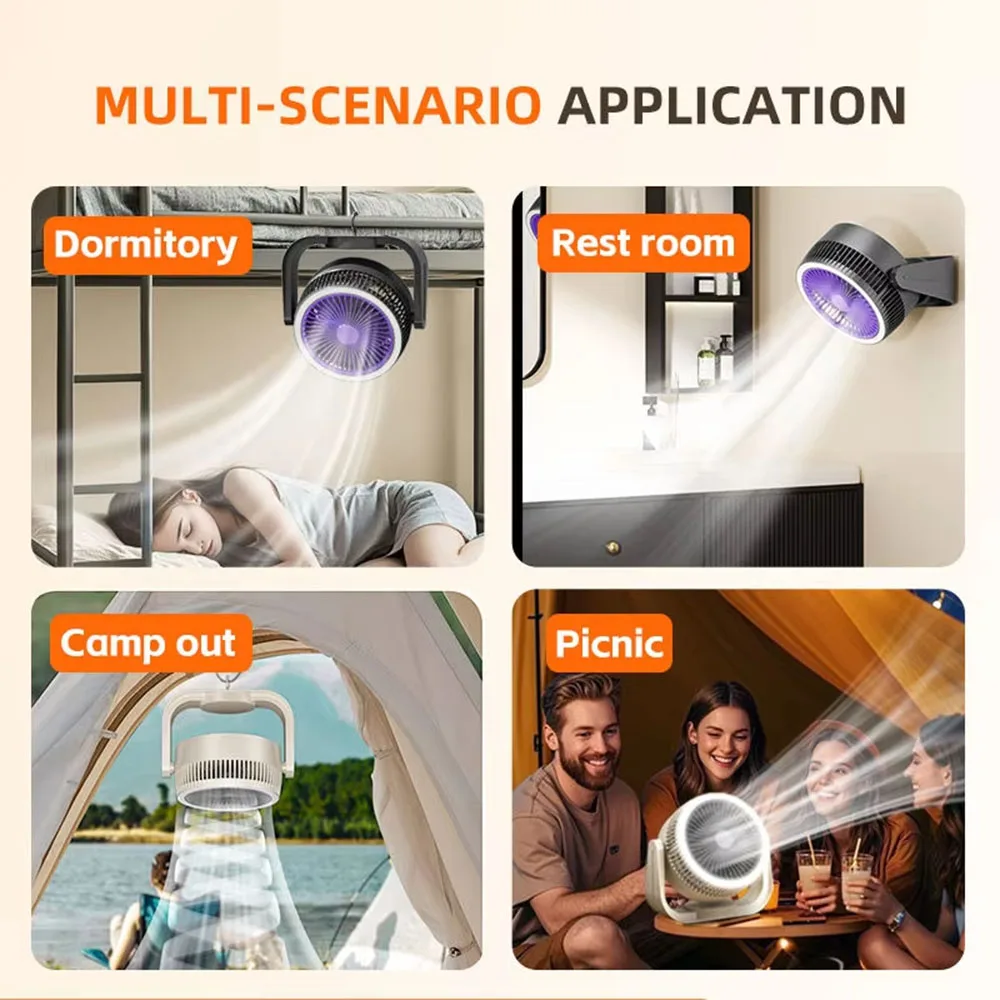 USB Rechargeable Portable Fan 2000mAh Camping Outdoor Cordless Fans Mini Desk Air Circulator Fan Travel Personal Cooling Fan view 5