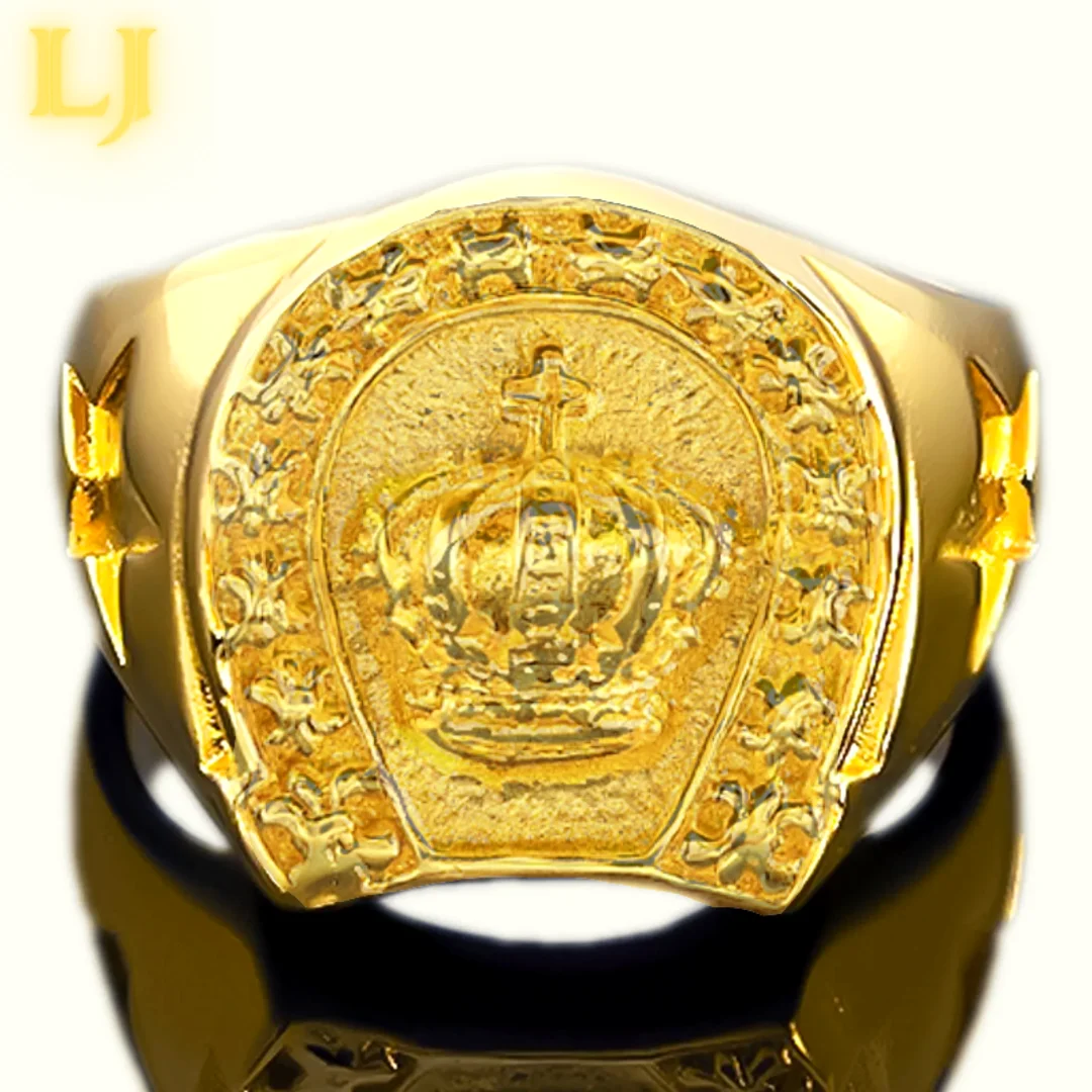 Deder Horseshoe with Crown Old Coin Ring Eternal Assurance Identical Color 18K Gold Old Coin Rings®