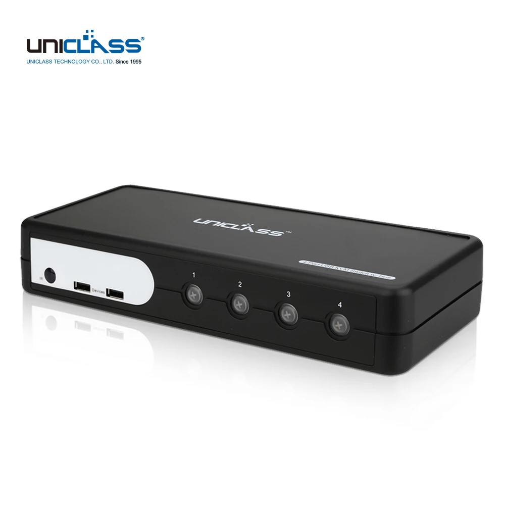 UNICLASS 4:1 HDMI KVM switch, 4K 30Hz, cable included, support short keys, wireless remote control, USB2.0 hub, AI-EP04A [Uniclass]