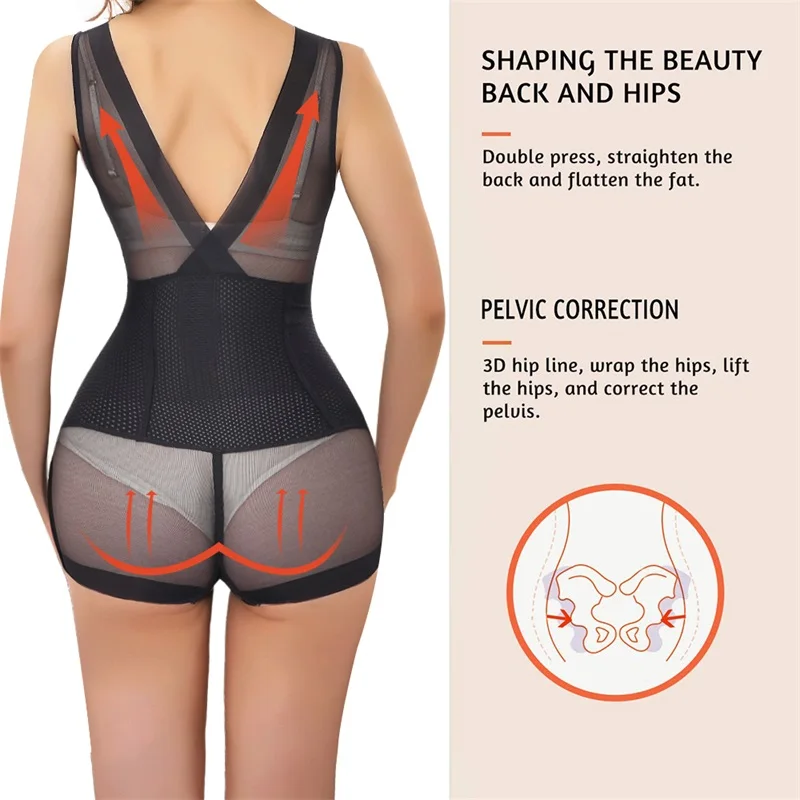 Flarixa Sexy Mesh Shapewear Women Bodysuit Push Up Bra Redress Tank Top Waist Trainer Tummy Tuck BodyShaper Transparent Lingerie