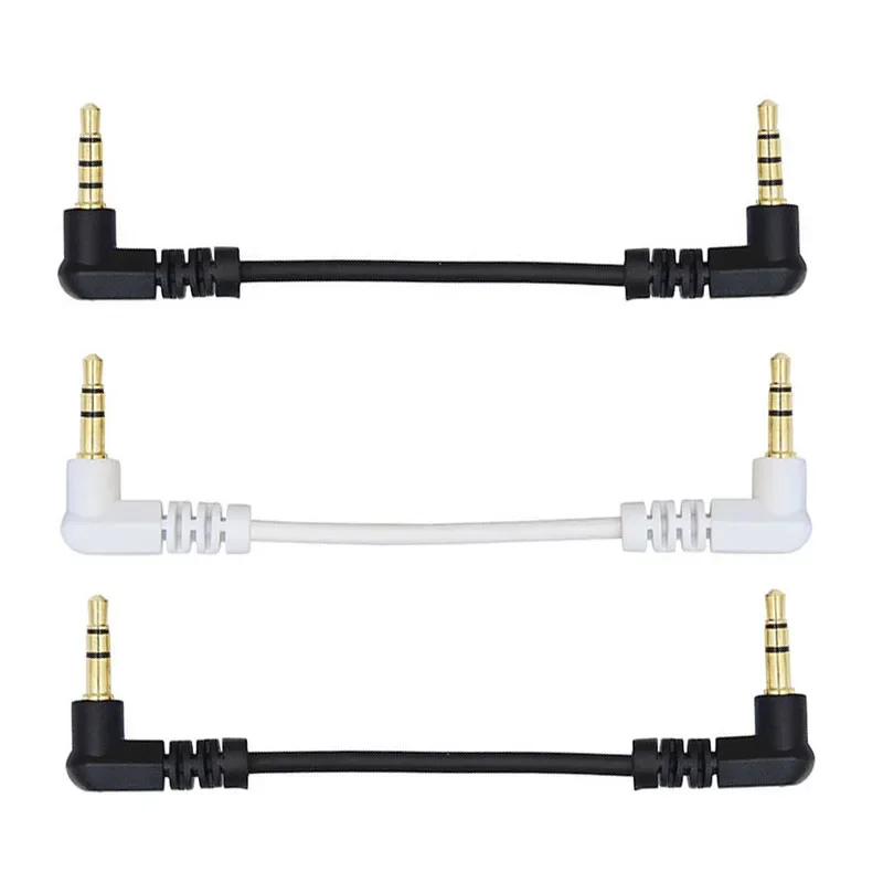 Kurz 10cm 20cm 3,5mm Aux-Kabel Stecker zu Stero-Audio-Kabel 90 Grad zwei rechtwinklig polig Gold für